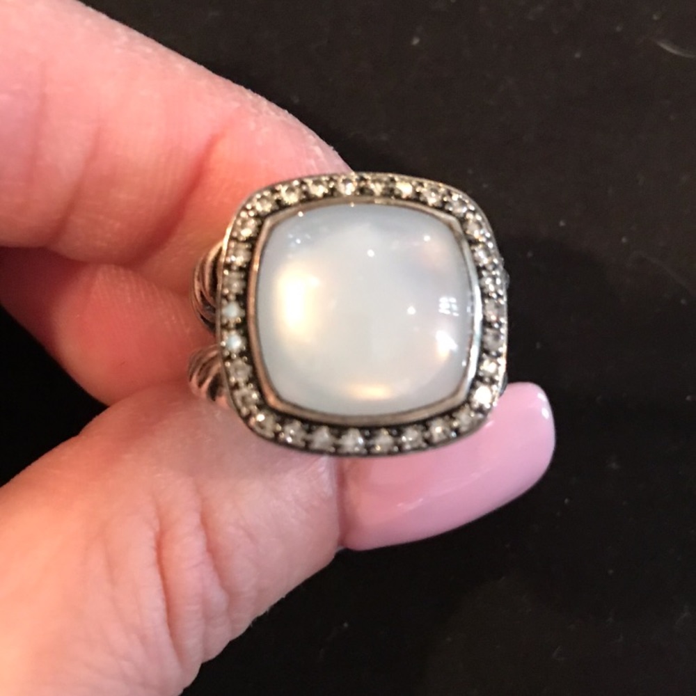 David Yurman Albion 14mm diamond moonstone ring